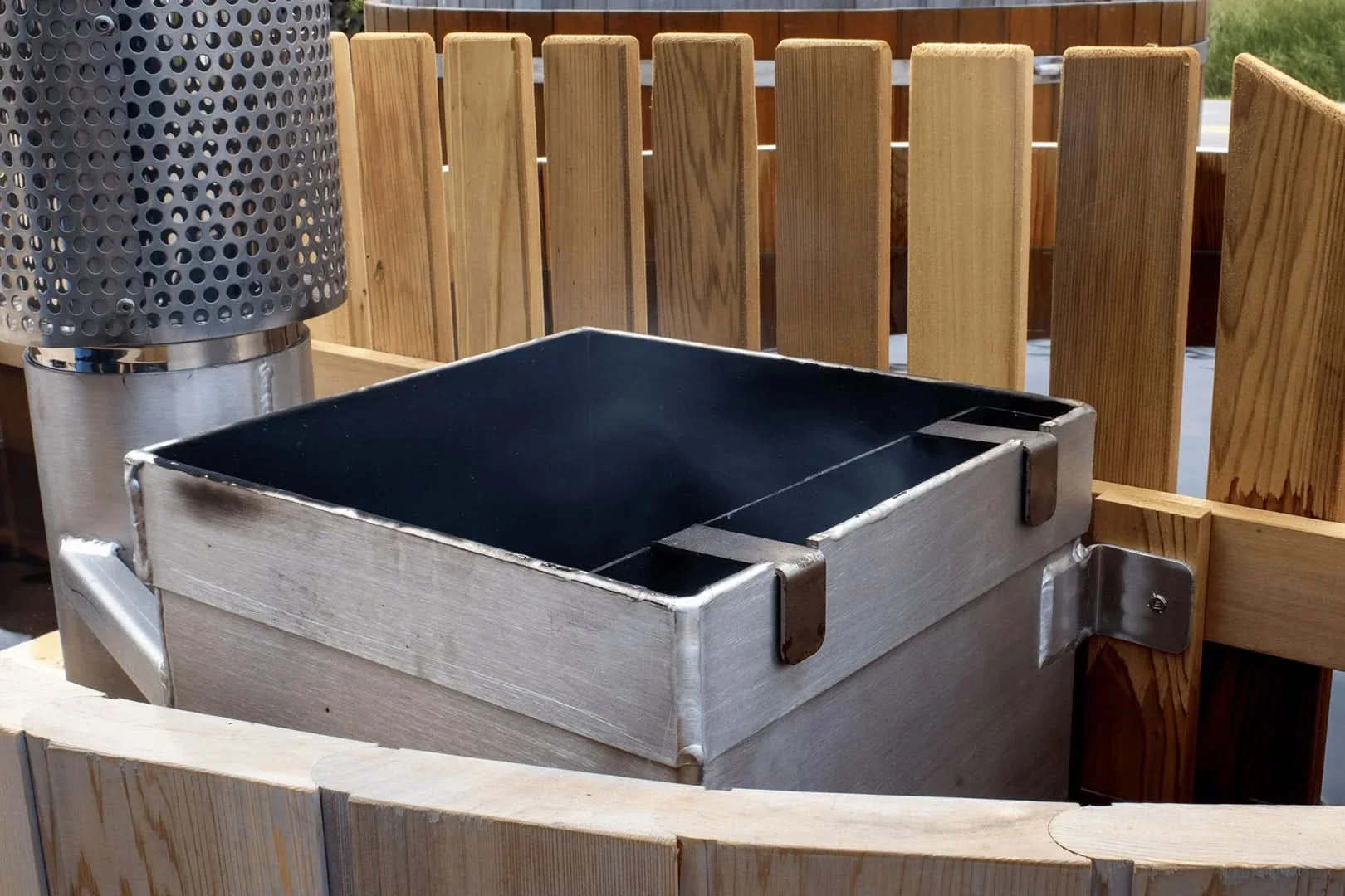 Northern Lights 4 Person Wood Fired Hot Tub - Interior Stove - Image 11