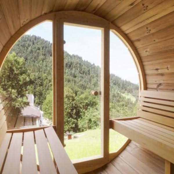 SaunaLife Model E7G 4 Person Barrel Sauna With Glass Front - Image 4
