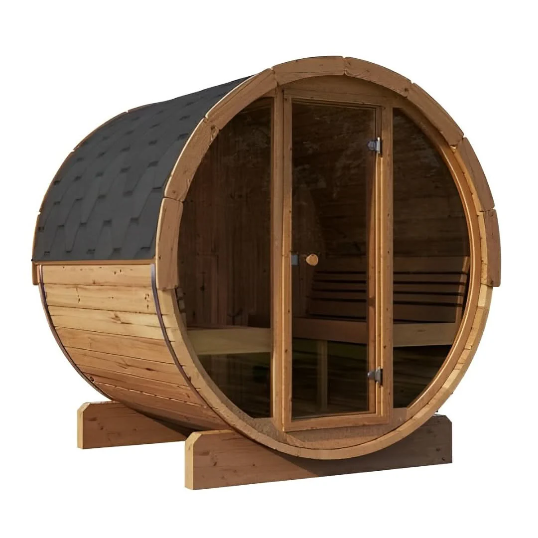 SaunaLife Model E7G 4 Person Barrel Sauna With Glass Front - Image 7